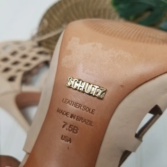 NEW Schutz Blake Caged Sandal heel in nude beige - Picture 7 of 7
